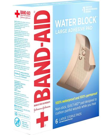 Buy Band-Aid Water Block Non-Stick Sterile Waterproof Pads - Large 2.9x4 Inches (6 ct) | First Aid Essentials for International Shipping - Buy Online on GoSupps.com