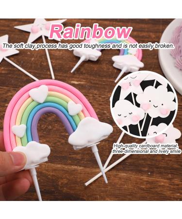 8PCS Rainbow Cake Decoration Set Soft Rainbow Pottery Cake Topper Cute Rainbow Cloud Cake Topper Star Cloud Shaped Cake Topper for Girls Toddlers Birthday Wedding Baby Shower - Buy Online on GoSupps.com