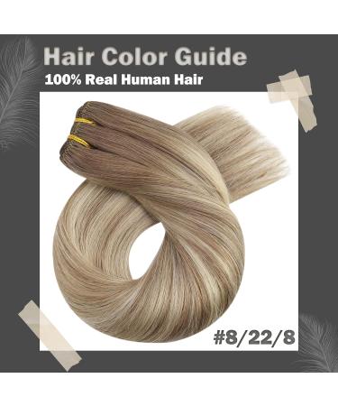 Moresoo Balayage Sew in Weft Hair Extensions 20 Inch 100g - Brown Root to Platinum Blonde with Light Brown Human Hair Extensions - Pack of 1 (#8/22/8) - Buy Online on GoSupps.com