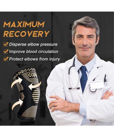 Shop Copper Elbow Brace for Tendonitis & Tennis Elbow - Compression Sleeve Support for Men & Women | X-Large Size | Ideal for Weightlifting & Workouts - Buy Online on GoSupps.com