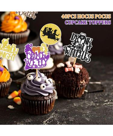 40Pcs Hocus Pocus Cupcake Toppers Hocus Pocus Party Decorations Hocus Pocus Decorations I Put A Spell on You I Smell Children Cupcake Toppers Glitter Hocus Pocus Party Supplies - Buy Online on GoSupps.com