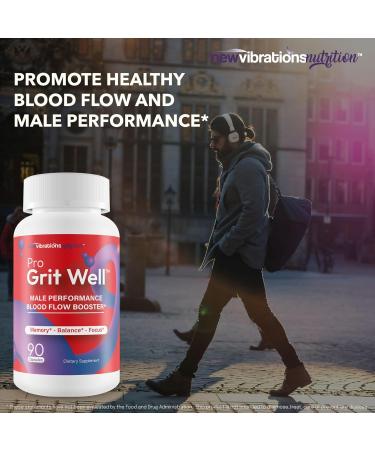 Pro Grit Well Male Performance Max Blood Flow Booster - Our Best Gritwell Male Performance Supplement to Increase Bloodflow to Vital Areas - Healthy Alpha Boost Blood Circulation Supplements for Men - Buy Online on GoSupps.com