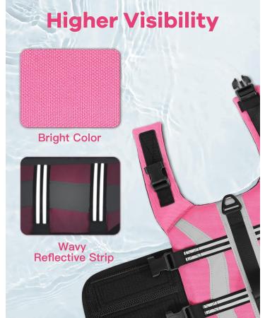Petbank Life Jacket for Dogs - Adjustable Swimming Vest with Reflector Stripes - Buoyant Dog Protection Suit for Small Medium & Large Dogs - XL Pink - Buy Online on GoSupps.com
