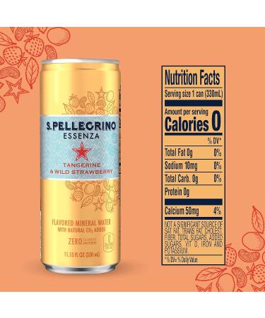 San Pellegrino Tangerine & Wild Strawberry Sparkling Water 8pk Cans - Refreshing Mineral Drink - Buy Online on GoSupps.com