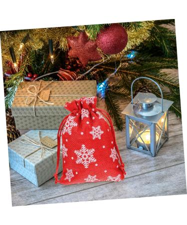 COLLBATH 10pcs Snowflake Burlap Bag Christmas Bags Candy Christmas Pouch Drawstring Storage Rack 14X10X0.3CM Red - Buy Online on GoSupps.com