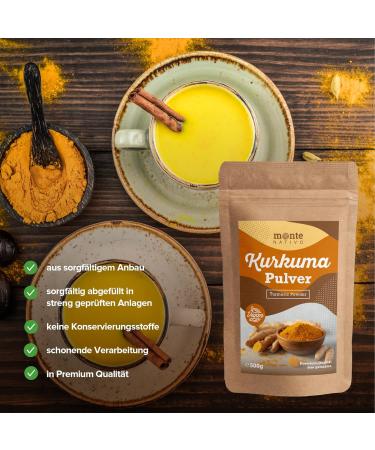 Buy Monte Nativo Turmeric Powder 500g - Ayurvedic Dietary Supplement for Golden Milk - Ground Curcuma from India - International Shipping Available - Buy Online on GoSupps.com