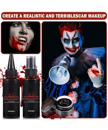 Realistic Halloween Fake Blood Spray & Gel Kit | Edible Washable SFX Makeup for Cosplay Zombie & Vampire Essentials - Buy Online on GoSupps.com