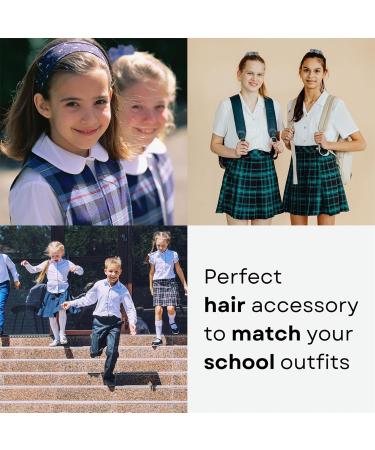 Basic Sense Gingham Check Hair Accessories Set Hair Scrunchies Headband Aliceband for School Uniform Lilac - Buy Online on GoSupps.com