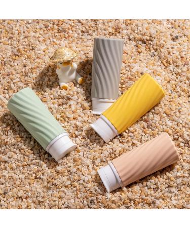 Owlyee 3oz Travel Bottles 4PCS Set - TSA Approved, Leak Proof Toiletry Containers for Shampoo, Conditioner, Lotion - Grey, Green, Pink, Yellow - Buy Online on GoSupps.com