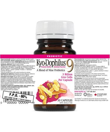 Kyolic - Kyo-Dophilus Probiotic 9 Strain 3 Billion 30 Capsules - Lactobacillus and Bifidobacterium Probiotic Supplement - Healthy Gut Intestinal Flora Indigestion Relief & Bowel Movement Supplement 30 count (Pack of 1) - Buy Online on GoSupps.com
