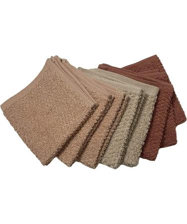 Petal Cliff Set of 8 Popcorn Weave Washcloths - Exfoliate Hands, Body, or Face - Extra Absorbent Ring Spun Cotton - 12 X 12 Size (Coral Sand Rose) - Buy Online on GoSupps.com