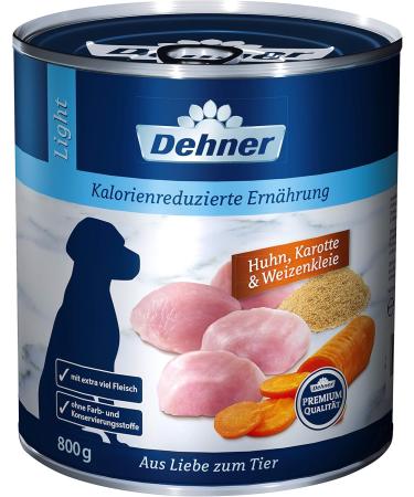 Dehner Premium Wet Dog Food for Overweight Dogs - Chicken & Carrot 6 x 800g Cans Healthy Adult Nutrition - Buy Online on GoSupps.com