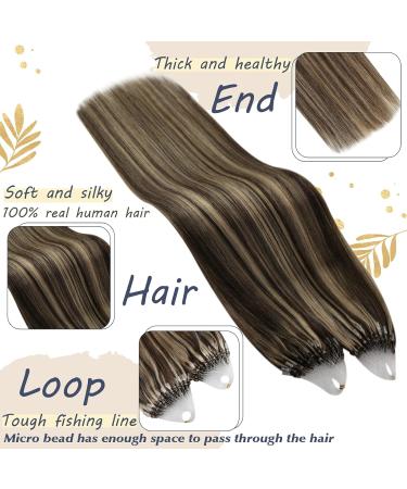 UGEAT Microring Hair Extensions - 50cm Real Hair Chocolate & Caramel Brown Micro Loop #4/27 - Premium Remy Quality - Buy Online on GoSupps.com