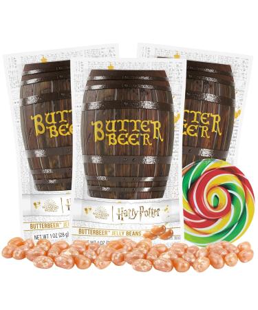 Jelly Belly Harry Potter Butter Beer Chewy Butterscotch Flavored Jelly Beans 6-Pack - Holidays & Christmas Candy - Vegan Candy Dairy Free Snacks Gluten Free Peanut-Free Candy Treat for Kids Kosher Candy Stocking Stuffers for Teens