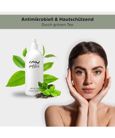 Rau Cosmetics Body Lotion for Dry Skin 500ml - Moisturizing & Tightening with White Tea Hyaluronic Acid Almond Oil Olive Oil & Coconut Oil - Buy Online on GoSupps.com