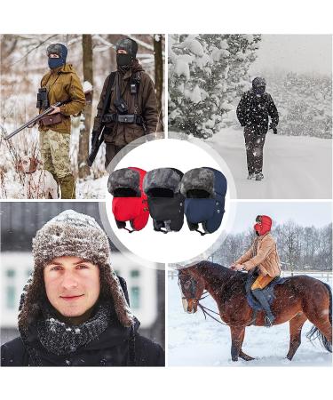 Warm Winter Trooper Trapper Hat - Thermal Fur Fleece Russian Ushanka with Ear Flap for Snow Ski and Hunting - Black Unisex One Size - Buy Online on GoSupps.com