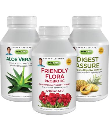 ANDREW LESSMAN Complete Digestion Kit Support to The Digestive System - Pack of 3 - 180 Capsules