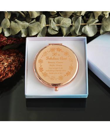 Fabulous Aunt Gift: Rose Gold Compact Makeup Mirror for Aunt - Perfect Aunt Birthday, Thanksgiving, Christmas & Mother's Day Present from Nephew and Niece - Buy Online on GoSupps.com
