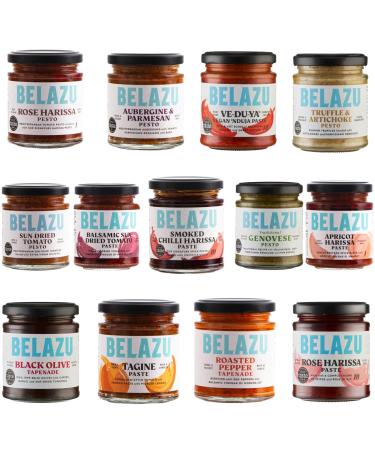 Belazu Sauce Pick N Mix - Create Custom Sauce Combo with 12+ Flavours |Apricot Harissa Black Olive Rose Harissa Tagine paste | Sauce Gift Set for Sauce Lovers - Pack of 5