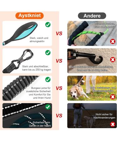 Shop Aystkniet Bungee Tow Leash for Dogs - 30m Shock-Absorbing Dog Leash with Padded Handle & Lockable Hook - Perfect for Medium & Large Dogs - Blue - Buy Online on GoSupps.com