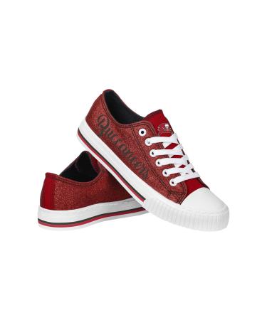 FOCO Women's NFL Team Logo Ladies Fashion Low Top Canvas Sneakers Shoes Tampa Bay Buccaneers 9 Team Color Glitter