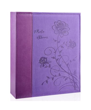 Miaikoe Photo Album 8x10 Clear Pages Pockets Leathe Cover Slip Slide in Photo Album Holds 50 Vertical 8x10 Photos Picture Book for Wedding Family (Purple) 50 Pockets/1PK Purple