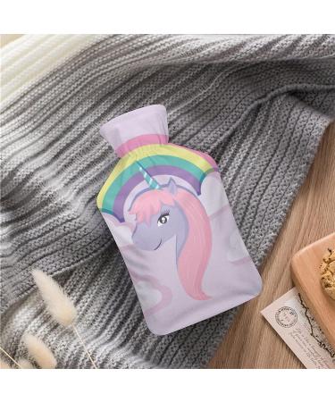 Rainbow Unicorn Hot Water Bottle with Plush Cover - Hand Warmer for Adults & Kids - 26.5x15.3cm | International Shipping Available - Buy Online on GoSupps.com