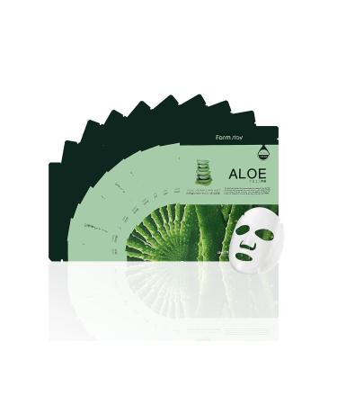 Farmstay Korean Aloe Hydration Facial Mask Sheet - Pack of 10 | Revitalize Dry & Dull Skin | Soothing & Hydrating | Let It Brighten Your Day - Buy Online on GoSupps.com
