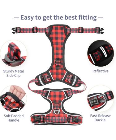 Shop Heele No-Pull Dog Harness for Large Dogs Adjustable Breathable & Reflective - XL Black-Red Checkered - Buy Online on GoSupps.com