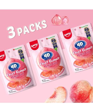Amos 4D Gummy Peach Burst Peach Gummy Candies with Filled Hearts Natural Flavor Fruity Treats 65g Bag - Buy Online on GoSupps.com