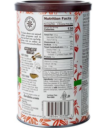 David Rio Tiger Spice Decaf - Premium Decaffeinated Tea from San Francisco (398g Can) - International Shipping Available - Buy Online on GoSupps.com