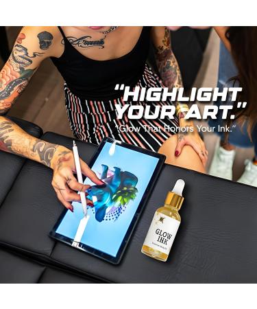 Glow Ink Shimmer Body Oil - Hydrating Skin & Tattoo Moisturizer Lightweight Body Shimmer Oil with Natural Essential Oils for Radiant Luminous Glow - Buy Online on GoSupps.com