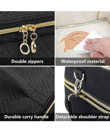 Detachable 2-Layer Nail Polish Organizer | Holds 42 Bottles | Gel Polish Storage & Manicure Tool Holder | Large Makeup & Cosmetic Bag with Dividers | Black - Buy Online on GoSupps.com