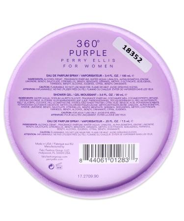Perry Ellis 360 Purple Women 3.4oz EDP Spray 0.25oz EDP Spray 3.0oz Shower Gel 3 Pc Gift Set - Buy Online on GoSupps.com