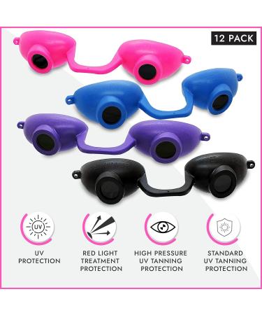 Super Sunnies Tanning Goggles - 12-Pack Assorted Colors for UV Eye Protection - FDA Compliant - Buy Online on GoSupps.com