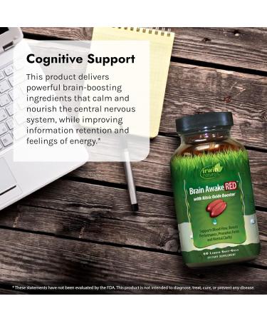 Irwin Naturals Brain Awake with Nitric Oxide Booster - 60 Liquid Softgels & Pill Case for Enhanced Focus | International Shipping Available - Buy Online on GoSupps.com