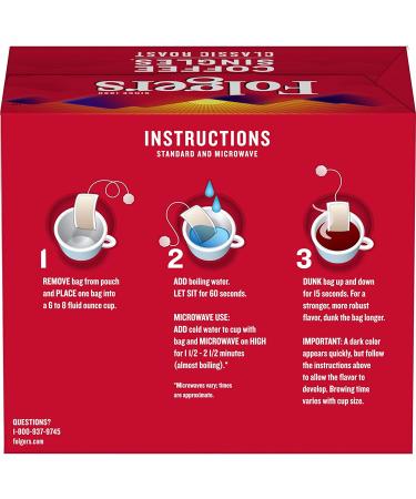 Folgers Coffee Singles Classic Roast 19 Single Serve Bags - Medium Roast Coffee - Buy Online on GoSupps.com