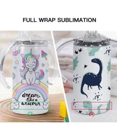 AGH 2 Pack Sublimation Sippy Cup Set - 12 oz White Glitter Tumblers with Handles and Straws - Buy Online on GoSupps.com