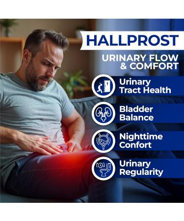 Hallusa Natural Hallprost - Prostate Health Supplement | Urinary Tract & Bladder Support Reduce Frequent Urination | Saw Palmetto Pygeum Pumpkin Seed Zinc Vitamin E | 180 Capsules - Buy Online on GoSupps.com