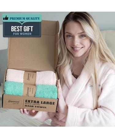Extra Large Microfiber Hair Towel - Super Absorbent & Quick Drying for Curly Hair - Ideal for Women & Children - Pink & Green Options - Buy Online on GoSupps.com