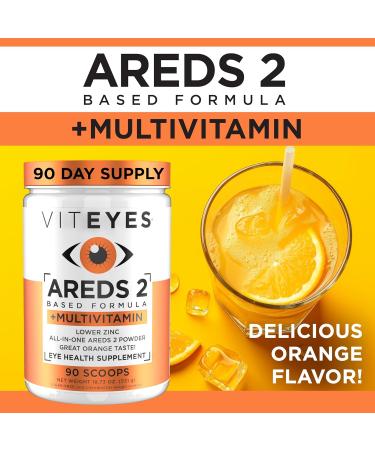 Viteyes AREDS 2 Powder + Multivitamin | Macular Protection Drink with Lutein & Zeaxanthin | Orange Flavor | 90 Scoops - Buy Online on GoSupps.com