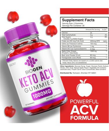 Biogen Keto ACV Gummies with B12 & Beet Root Juice - 60 Gummies - Buy Online on GoSupps.com