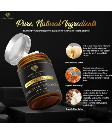 Nature's Blessing Anti-Aging Beef Tallow Cream for Fine Lines & Wrinkles | Collagen Booster Infused w/Organic Honey & Shea Butter | Deep Hydration for Youthful Glow Lavender 4 Ounce (Pack of 1) - Buy Online on GoSupps.com