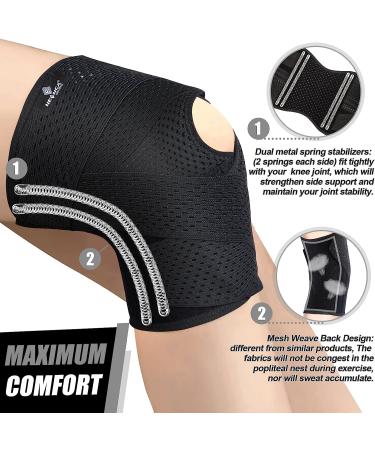 NEENCA Professional X-Large Black Knee Brace | Side Stabilizers | Compression Support | Mesh Weave Tech | Ultra-Soft Bandage | for Running, Workout, Hiking & All Sports - Buy Online on GoSupps.com