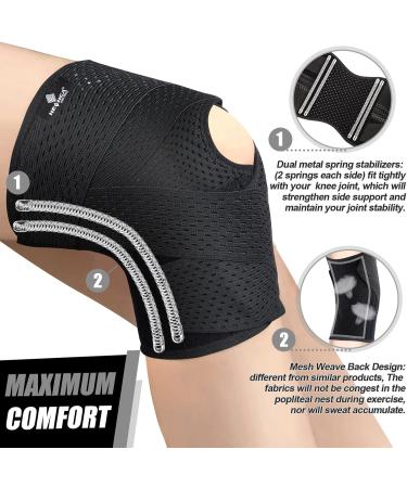 NEENCA Knee Brace for Pain Relief | Compression Support Adjustable with Side Stabilizers Ultra-Soft for Sports & Arthritis Large Black - Buy Online on GoSupps.com