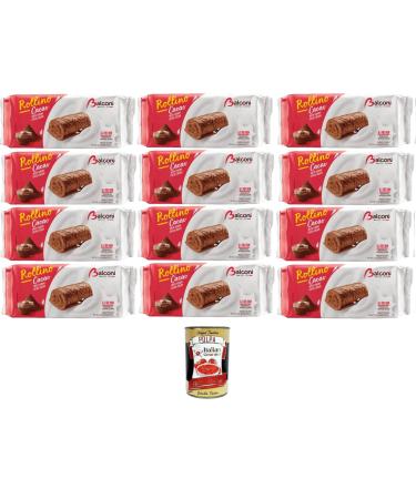 Balconi Rollino al Cacao, Con Golosa crema al cacao, cocoa rolls, with delicious cocoa cream 12 x 222 g + Italian Gourmet polpa 400 g