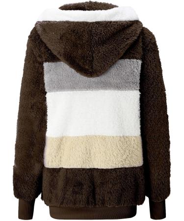Shop Hanxiulin Women's Fleece Plush Jacket - Warm Fluffy Zipper Hoodie for Outdoor Comfort - Brown - Buy Online on GoSupps.com