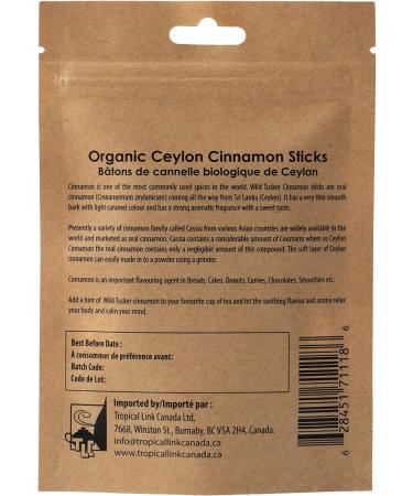 Wild Tusker Organic Ceylon Cinnamon - Sticks 12x20g - Buy Online on GoSupps.com