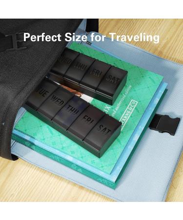 2 Pack Weekly Pill Organizer - Extra Large 7 Day Daily Pill Case for Pills, Vitamins, Supplements - Large Capacity Medicine Organizer in Black - Buy Online on GoSupps.com