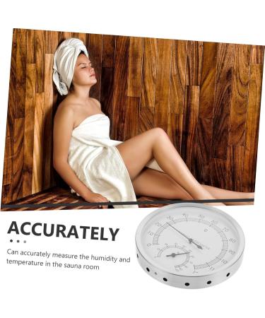 Garneck Sauna Moisture Thermometer & Hygrometer - Stainless Steel Room Thermometer & Wall Clock for Home - Accurate Pressure Display - Buy Online on GoSupps.com
